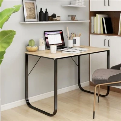 Afbeelding van vidaXL Computerbureau 110x60x73 cm spaanplaat zwart en eikenkleurig