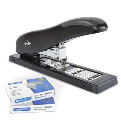 Afbeelding van Rapesco 1307 Eco HD 100 nietmachine met grote capaciteit 2000 nietjes type 923/10 mm, van vellen, zwart
