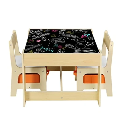 Afbeelding van WOLTU 1 kindertafel + 2 stoelen met opbergruimte voor kinderen,Tafels en in MDF non woven SG002