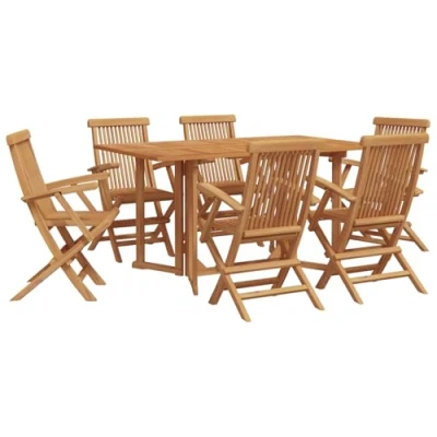 Afbeelding van vidaXL 7 delige Tuindining set Massief Hout Teak