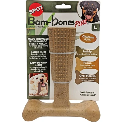 Afbeelding van Spot Bam Bones Plus Easy Grip Veilig Kauwbot voor Honden Speciaal Sterke Kauwers Verzorgt het Gebit van de Hond Rund of Kip S/M/L Maat: Large, Smaak: