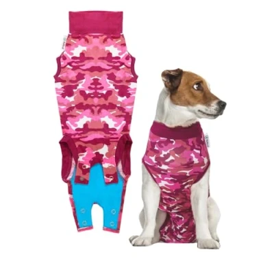 Afbeelding van Suitical Recovery Suit Hond: Maat S Roze camouflage