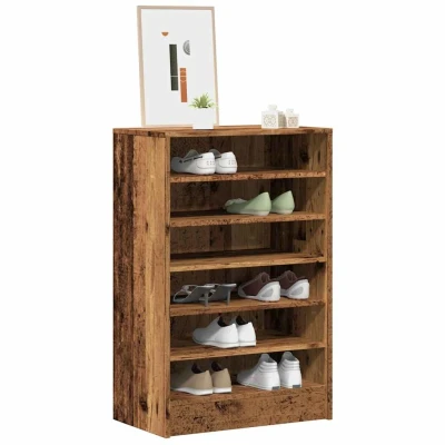 Afbeelding van Schoenenkast 60x35x92 cm bewerkt hout oud houtkleurig