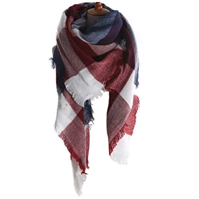 Afbeelding van Bakicey Sjaal voor dames, stola, meisjes, sjaal, Pashmina, geruite wol, mode, plaid, oversized, sjawl, cardigan, kasjmier, warm, herfst, winter, gebreide jas, poncho&#039;s en capes