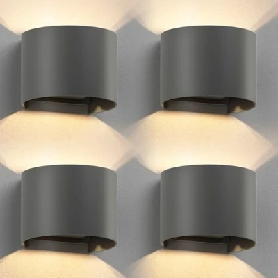 Afbeelding van ledscom.de 4 stuks RUNEL wandlamp voor buiten, IP65, Up /Downlight, antraciet mat, rond, 1 x G9 max. 10 W