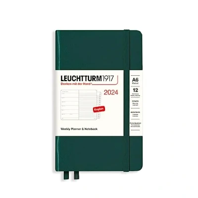 Afbeelding van LEUCHTTURM1917 367728 weekkalender en zaknotitieblok, DIN A6, 2024, 12 maanden, bosgroen