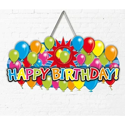 Afbeelding van Deurbord Happy Birthday 3D 53x26