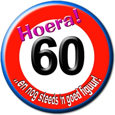 Afbeelding van Button klein 60 jaar Verkeersbord per stuk