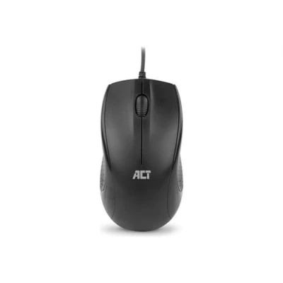 Image de ACT Souris clic silencieux, écologique droitiers et gauchers optique 3 boutons filaire USB noir boîte de suspension