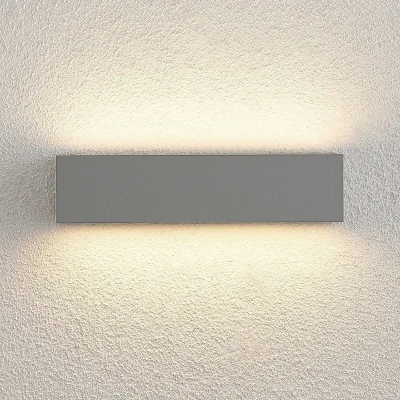 Afbeelding van Lucande LED wandlamp Lengo, 25 cm, zilver, 2 lamps, IP65