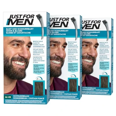 Afbeelding van Just For Men M45 Snor en baardverf, donkerbruin, met applicatorkwast, 3 x 28,4 g, stuks