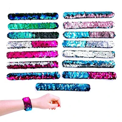 Afbeelding van JZK 15 x armbanden met pailletten, zeemeermin, slap, armband voor kinderen, volwassenen, feestzakvulling, verjaardagscadeau feestbenodigdheden, klein speelgoed