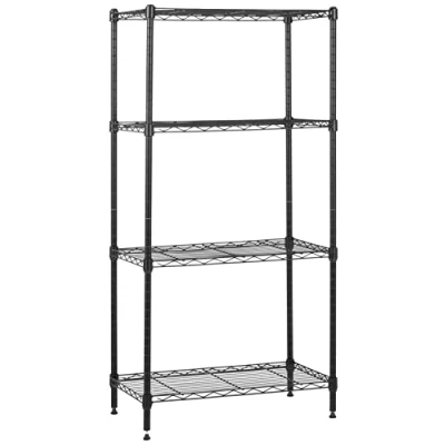 Afbeelding van Amazon Basics Rek met 4 smalle, in hoogte verstelbare planken nivelleringspoten, belastbaar tot 363 kg, 34 x 58,9 121,9 cm (l b h), zwart