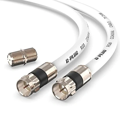 Afbeelding van G PLUG 1 m RG6 tv coaxkabel met aansluitingen, digitale antenne, high speed internetkabel, verlengkabel dubbele O ring van rubber, waterdicht en witte compressie connectoren