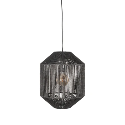 Afbeelding van LABEL51 Hanglamp Ibiza Zwart Jute 1 Lichts Cilinder