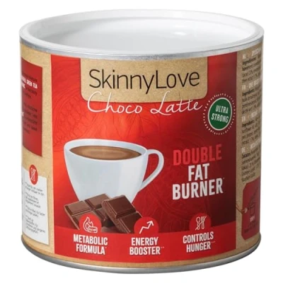Afbeelding van Skinnylove Choco Latte Koffie Double Fat Burner Warme Chocolade Buikvetverbrander Groen Extract
