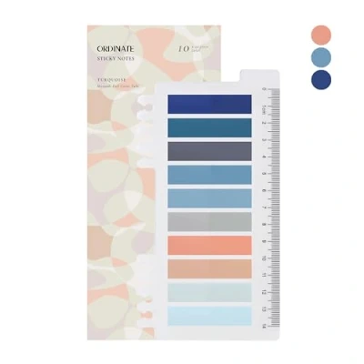 Afbeelding van Ordinate 200 stuks plakstrips, transparante zelfklevende notities, indextabbladen, markeerstiften, beschrijfbaar, pastel, pausbenodigdheden