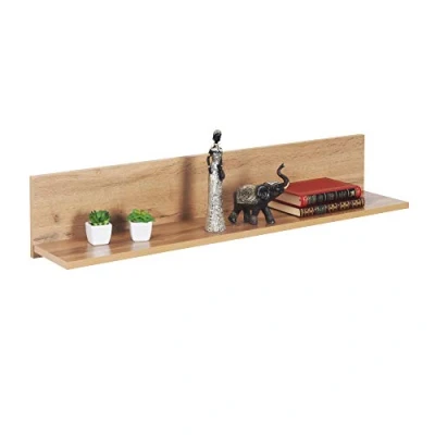 Afbeelding van RICOO wandplank 98 x 19 bruin eiken Wotan, spaanplaat van hout, hangplank WM052 EW, wandplank, boekenkast, schilderijplank, fotoplank, keukenplank, hangende plankplank, zwevende plank