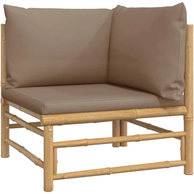 Afbeelding van Tuinhoekbank met kussens bamboe taupe