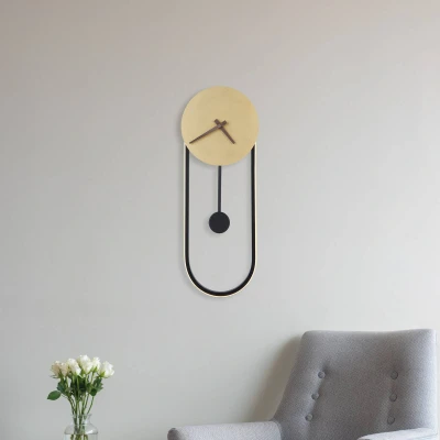 Afbeelding van LED wandlamp Sussy met klok, zwart/goud