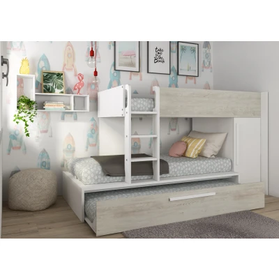 Afbeelding van Jules stapelbed met kast en slaaplade 90x200 Wit