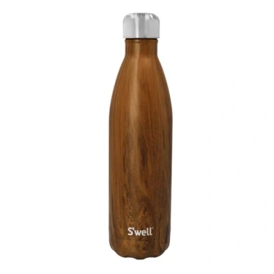 Afbeelding van S&#039;well Stainless Steel Reusable Water Bottle, 750ml, Teakwood, Drievoudig geïsoleerde en lekvrije drinkfles voor warme koude dranken tot 48 uur koud/24 heet