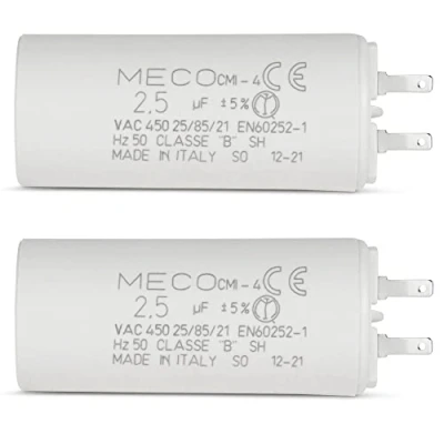 Afbeelding van 2 condensatoren 2,5 µF speciaal voor rolluiken SOMFY motor 6 Nm met kleine kabelschoenen 2,8 mm