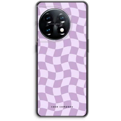 Afbeelding van Case Company® hoesje geschikt voor OnePlus 11 Grid Paars Soft Cover Telefoonhoesje Bescherming aan alle Kanten en Schermrand