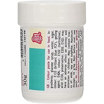 Image de FunCakes pâte colorante alimentaire Turquoise; concentrée pour pâte, crème, à sucre, d&#039;amande, modeler et fleurs. Halal casher. 30 grammes