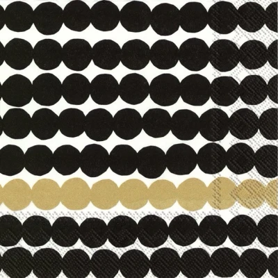 Afbeelding van Ihr 5893 Cocktail Servietten 25x25cm 20 Stuks Räsyamatto Zwart Gold