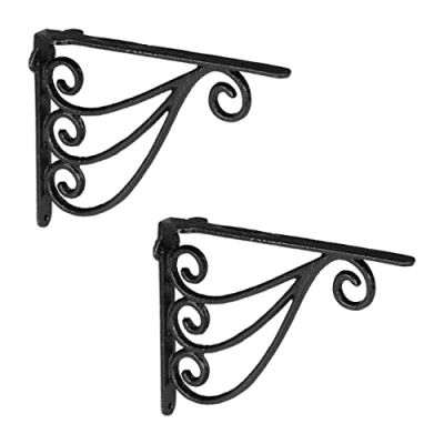 Afbeelding van Relaxdays plankdrager set van 2 schapdrager muursteun gietijzer 24 cm antiek zwart