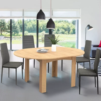 Image de Table à manger bois extensible ronde pour 4 8 personnes IDMarket