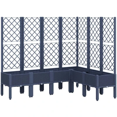 Afbeelding van Plantenbak met latwerk 160x120x142 cm polypropeen grijs