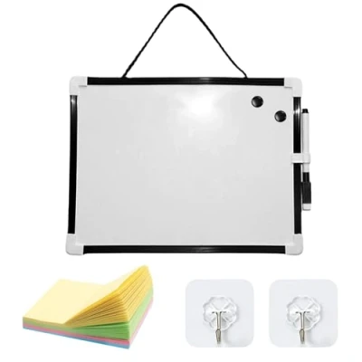 Afbeelding van 1 magnetisch whiteboard, met plakbriefje en 2 haken, draagbaar, prikbord, wandwhiteboard, zwart