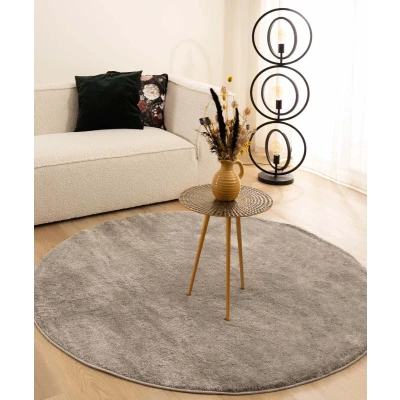 Afbeelding van Velours Vloerkleed Rond Flair Grijs 200 Cm
