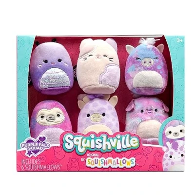 Image de Squishville SQM0475 Lot de 6 mini figurines squishmallows violettes super douces 5 cm