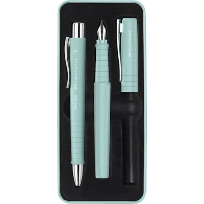 Afbeelding van Balpen en Vulpen Faber Castell Poly Pen in giftbox caribic blue