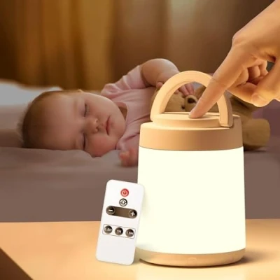 Afbeelding van ONEFIRE led nachtlampje, bedlampje, meerkleurig, baby, kinderen, afstandsbediening, timer, lamp, oplaadbaar, verstelbaar, touchscreen, cadeau voor baby