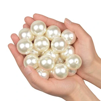 Afbeelding van Elegante parels, sieraden, 15 stuks, 30 mm, kunststof, decoratie, doe het zelf, halskettingen, bruiloft, feest, vaas, huis (ivoor, mm)