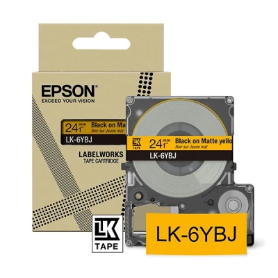 Image de LabelWorks LW C610 Epson LK 6YBJ ruban mat 24 mm (d&#039;origine) noir sur jaune