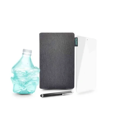 Image de Pack Starter Eco Urban Factory Etui pour Samsung Galaxy Tab A7 Lite 8.7&quot; Gris + Protection d&#039;écran en verre trempé Transparent Stylet tactile