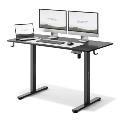 Afbeelding van SENSE7 NOJO Bureau Computerbureau Gamingbureau 120 x 60 cm Elektrische Hoogteverstelling Geheugenfunctie Hoofdtelefoonhouder Kabelopbergsysteem zwart