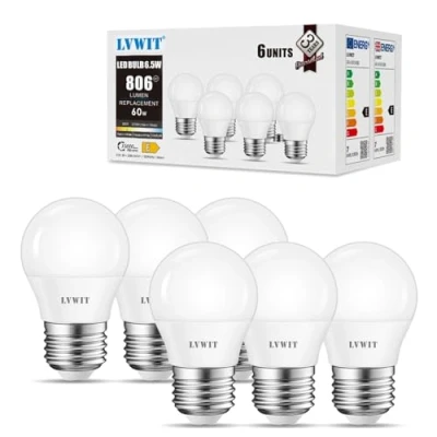 Afbeelding van LVWIT 6,5 W, E27, ledlampen, G45, komt overeen met 60 gloeilampen, 2700 K, warm wit, 806 lm, niet dimbaar, 6 stuks