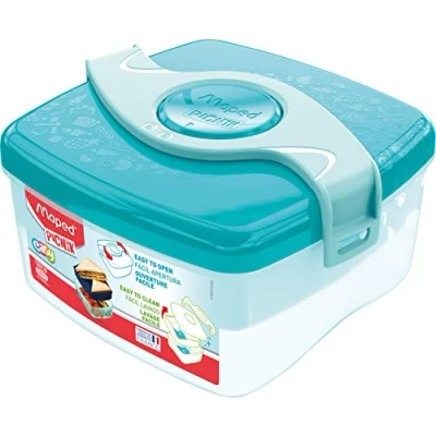 Image de Maped Picnik Origins Boîte à Déjeuner Repas Enfants Ouverture Facile 2 Compartiments dont 1 Amovible en Plastique Sans BPA ni Phtalates Turquoise 1,4 L