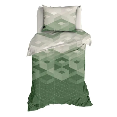 Afbeelding van Satin d&#039;Or Kiton Dekbedovertrek Eenpersoons 140x200/220 cm Jade/Forestgreen