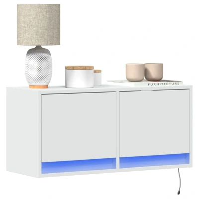 Afbeelding van Tv wandmeubel met LED verlichting 80x31x35 cm wit