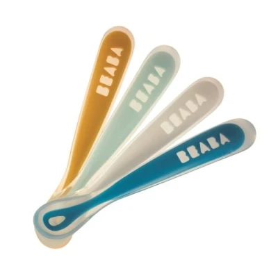 Image de Lot de 4 cuillères 1er repas Béaba en silicone Rainbow