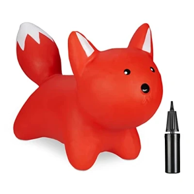 Afbeelding van Relaxdays skippy dier vos 3 jaar springdier tot 50 kg opblaasbaar pvc rood