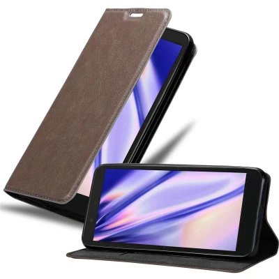 Afbeelding van Cadorabo Hoesje geschikt voor Alcatel 1C 2019 in KOFFIE BRUIN Beschermhoes met magnetische sluiting, standfunctie en kaartvakje Book Case Cover Etui