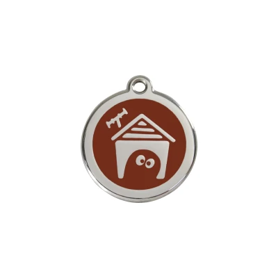 Afbeelding van Dog House Brown roestvrijstalen hondenpenning small/klein dia. 2 cm RedDingo